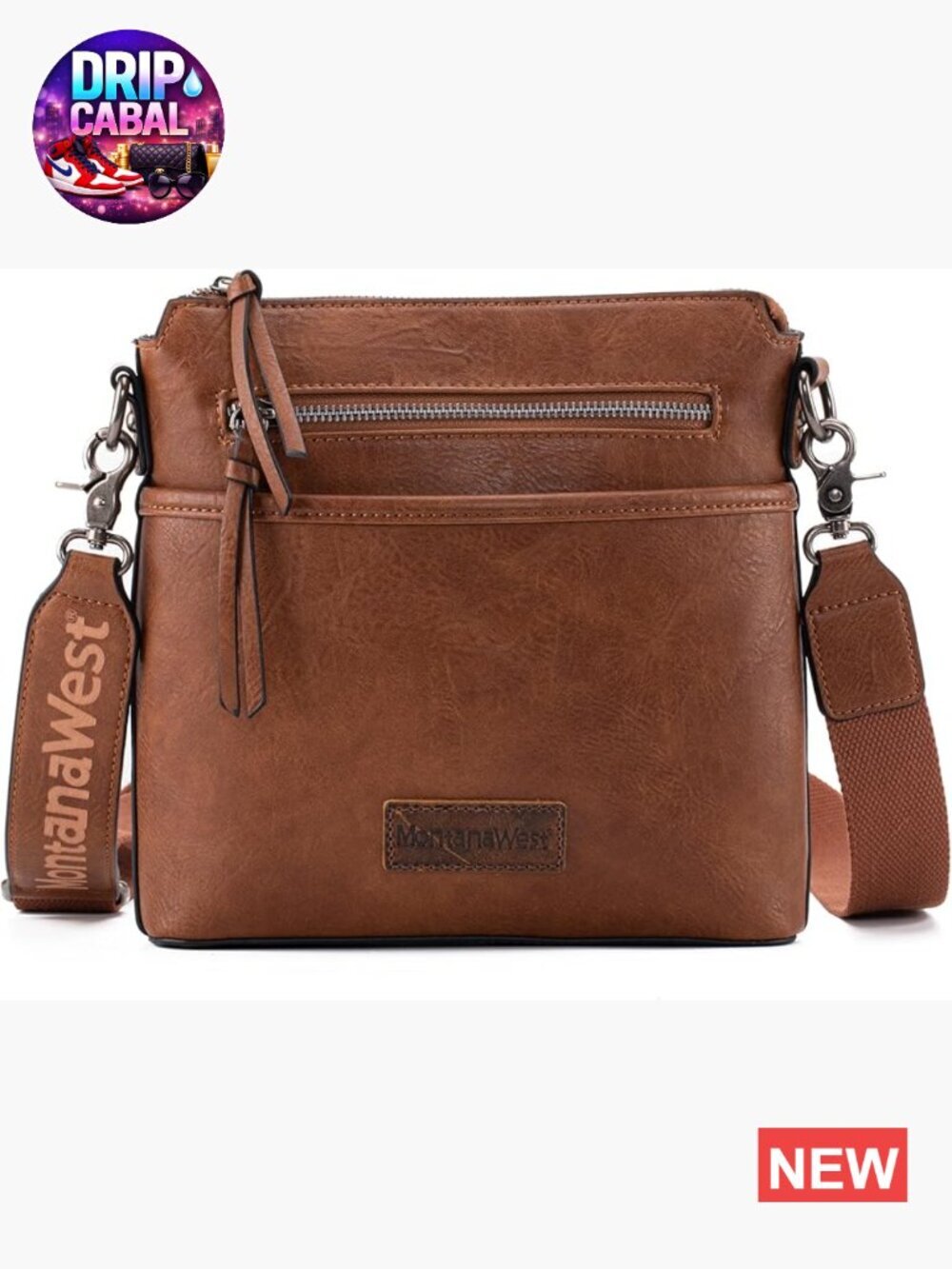 Multipocket Faux Leather Crossbody Bag with Guitar Strap